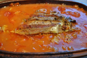 DSC_1175 Kalkunbryst med bacon og tomat i Römertopf