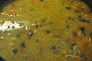 Karrysuppe med kylling, nudler og kokosmælk