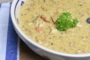Kalkungryde med ris og champignon - opskrift