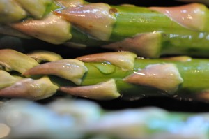 Nye kartofler i ovn med asparges og smør