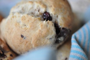 Scones med chokolade, yoghurt og tranebær