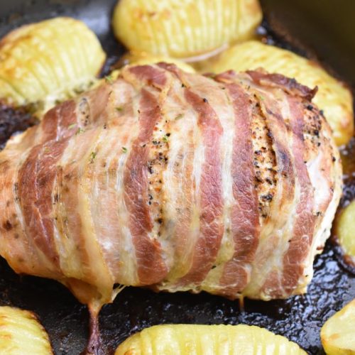 Kalkunsteg i ovn - fyldt kalkunbryst med bacon