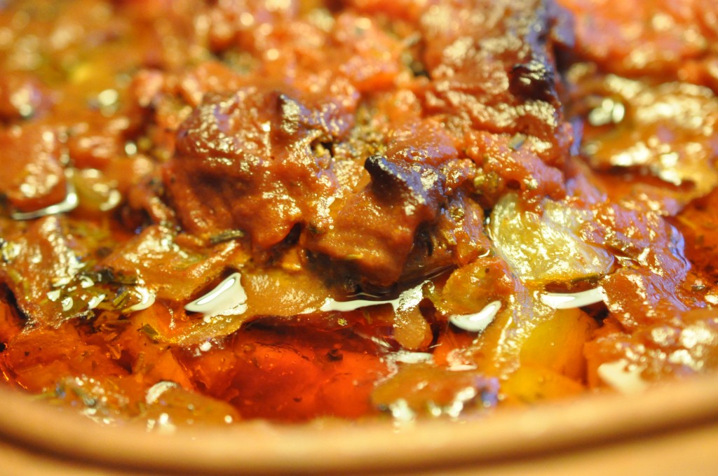Osso buco med tomatsauce i Römertopf