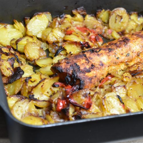 Marineret svinefilet i ovn med tilbehør - kamfilet