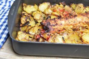 Marineret svinefilet i ovn med tilbehør - kamfilet