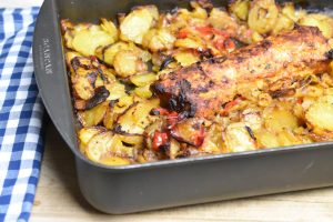 Marineret svinefilet i ovn med tilbehør - kamfilet