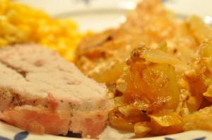 Kalkun i Römertopf med bacon & flødekartofler