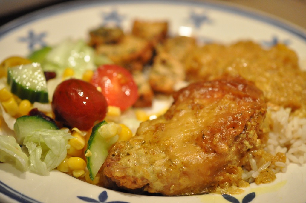 Koteletter i karry med mango & kokosmælk