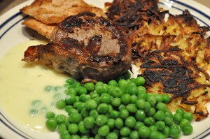 Tournedos med Pommes Rösti og ærter