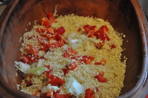 Kalkunbryst med bacon og bulgur i Römertopf