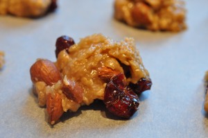 Cookies med havregryn, mandler & tranebær