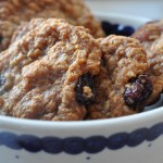 Karamelcookies med havregryn, mandler og tranebær