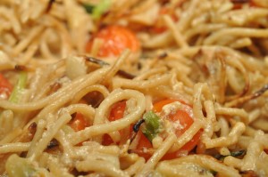 Pasta med squash og kylling gratineret i ovn