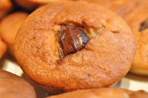 Fedtfattige bananmuffins med chokolade