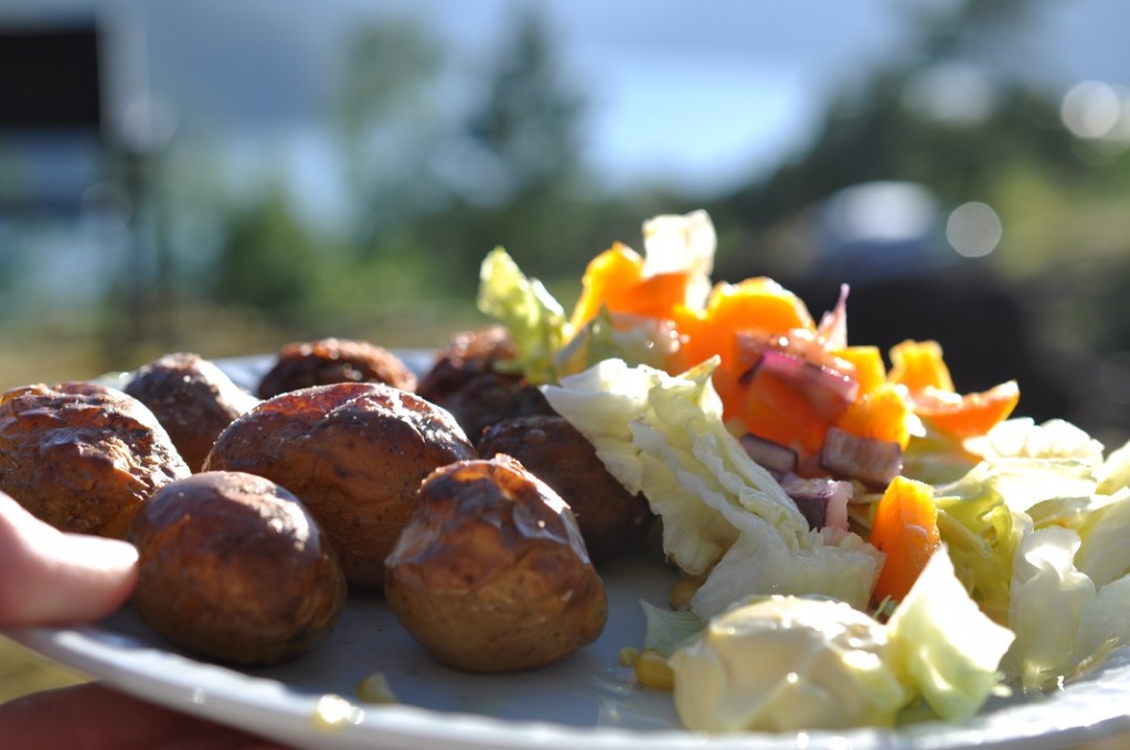 Måltid med fjordudsigt i Norge