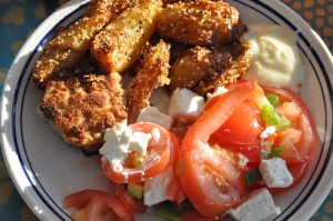 Karbonader med sesam pommes frites & aioli