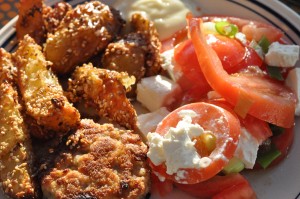 Karbonader med sesam pommes frites & aioli