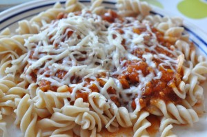 Pasta kødsovs opskrift - spaghetti kødsovs med grøntsager