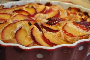 Blommetærte med marcipan kage med blommer