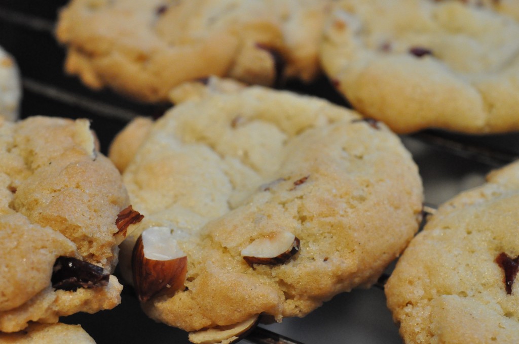 Cookies med hvid chokolade og tranebær