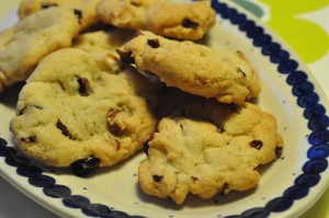 Cookies med hvid chokolade og tranebær
