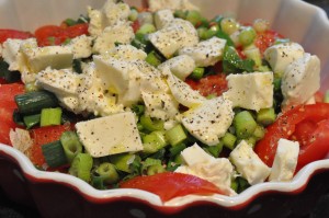 Tomatsalat med forårsløg og mozzarella - opskrift