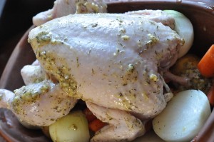 Kylling i stegeso - langtidsstegt i Römertopf