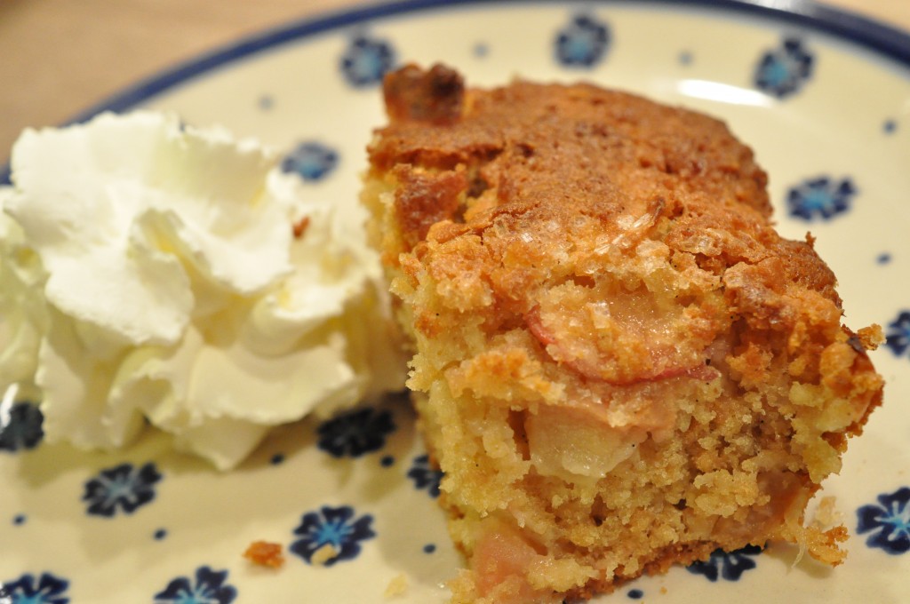Æblekage i ovn med knas og æblesaft - opskrift