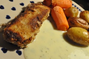 Skinkeschnitzler med ovnkartofler nem opskrift