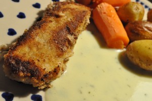 Skinkeschnitzler med ovnkartofler nem opskrift