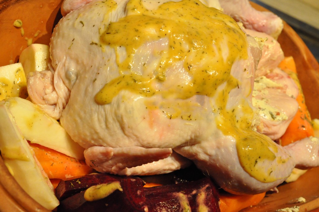 Kylling i stegeso med rodfrugter - opskrift