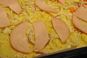 DSC_4114 • nogetiovnen.dk Kartoffelpizza med bacon og skinke - opskrift