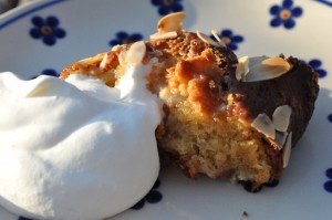 Rabarberkage med marcipan og skyr opskrift 