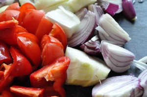 Grillspyd opskrift med svinekød og grøntsager