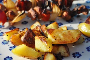 Grillspyd opskrift med svinekød og grøntsager