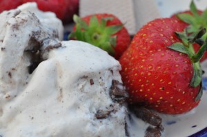 Hjemmelavet is med kondenseret mælk