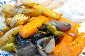 Honningbagte grøntsager i ovn - nem opskrift