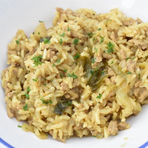 Risret med svinekød og kål - karrykål med ris