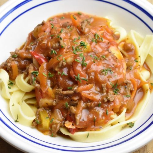 Kødsovs med grøntsager til pasta ell. lasagne