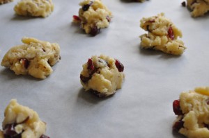 Småkager med tranebær, mandler og vanilje - sprøde cookies