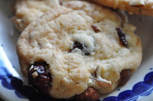 Småkager med tranebær, mandler og vanilje - sprøde cookies