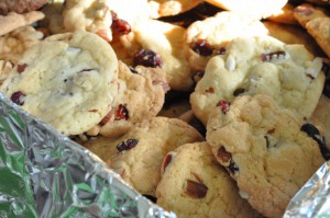 Småkager med tranebær, mandler og vanilje - sprøde cookies