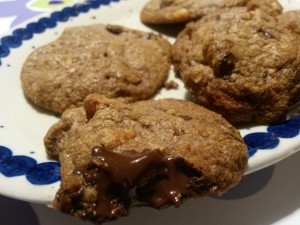 Chokoladecookies med marcipan og nutella