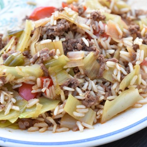 Hvidkål med oksekød, soya og ris - opskrift