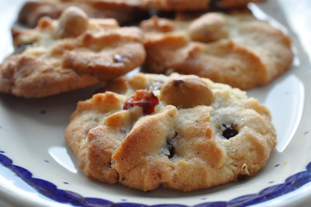 Vaniljestjerner med marcipan, tranebær og hasselnødder