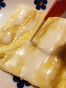 Vandbakkelse med glasur 