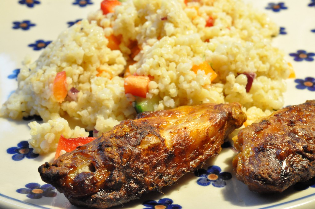 Hotwings og frisk bulgursalat med grønt