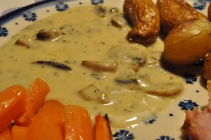 Hamburgerryg i ovn - med champignon sovs