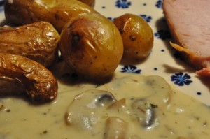 Hamburgerryg i ovn - med champignon sovs