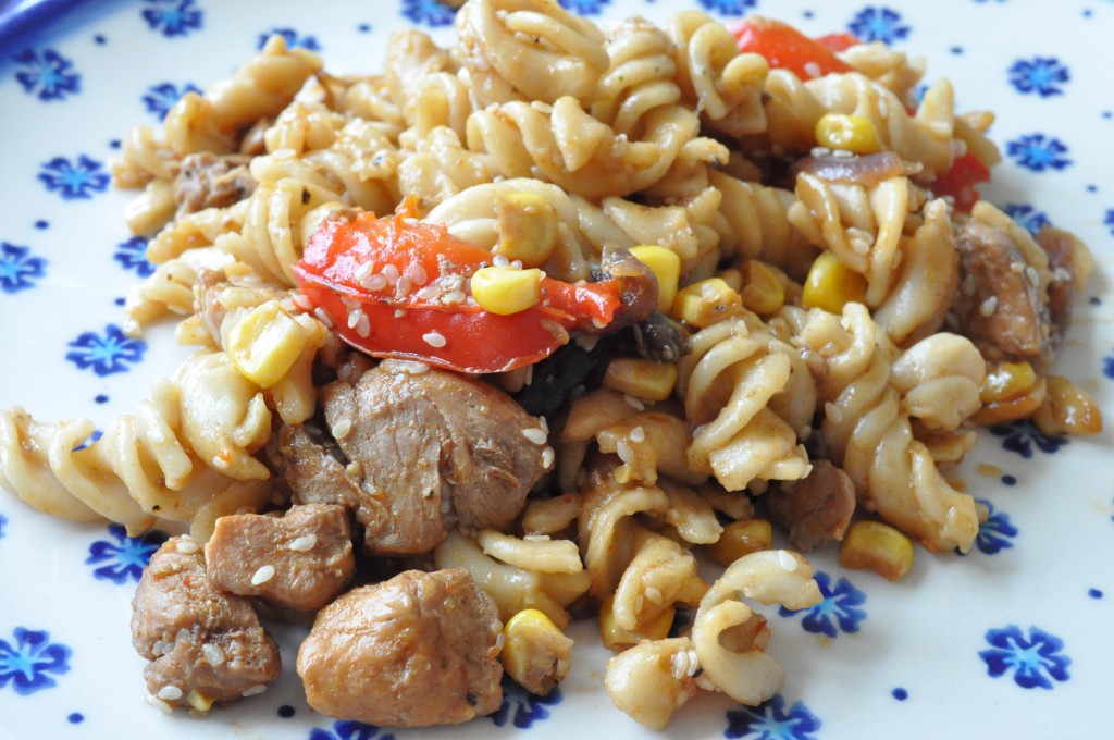 DSC_4423 • nogetiovnen.dk Pastaret med kylling, sesam, soya chili - nem